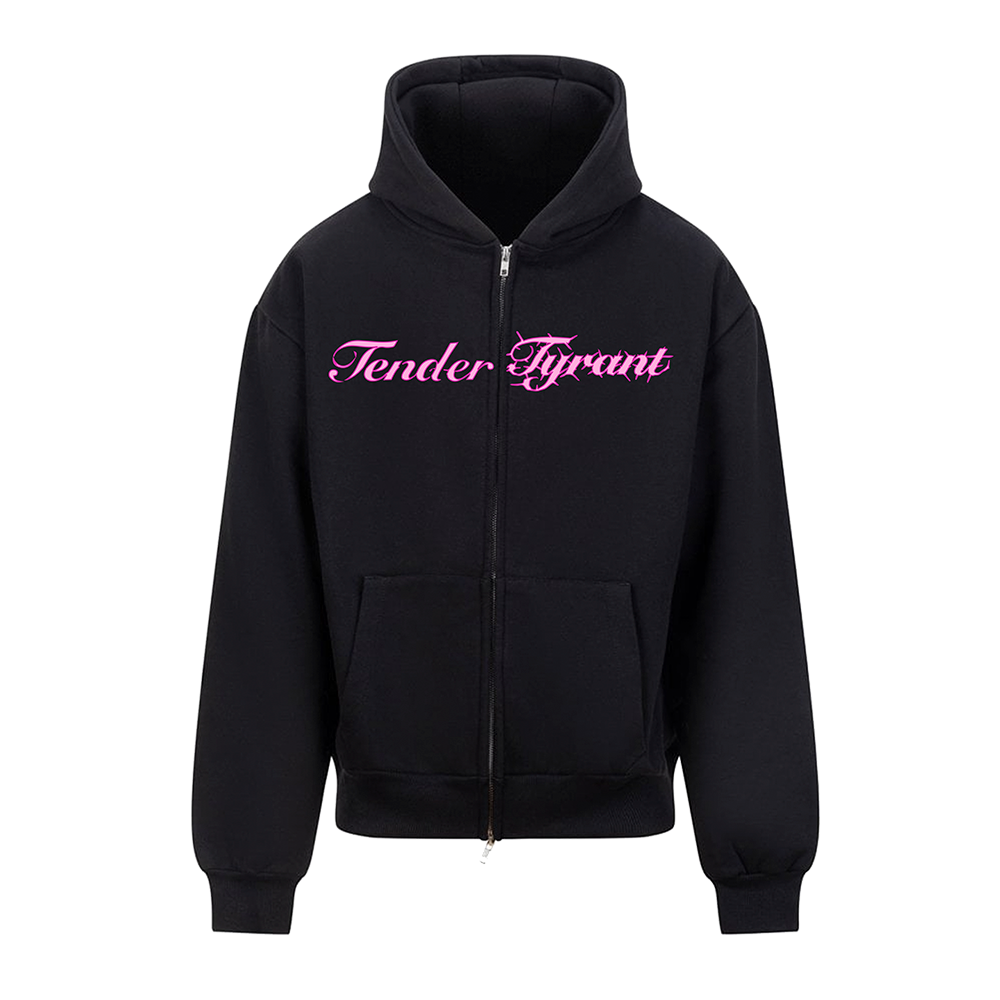 Tender Tyrant | Black Zip Hoodie