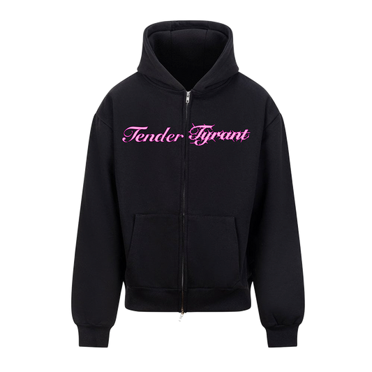 Tender Tyrant | Black Zip Hoodie
